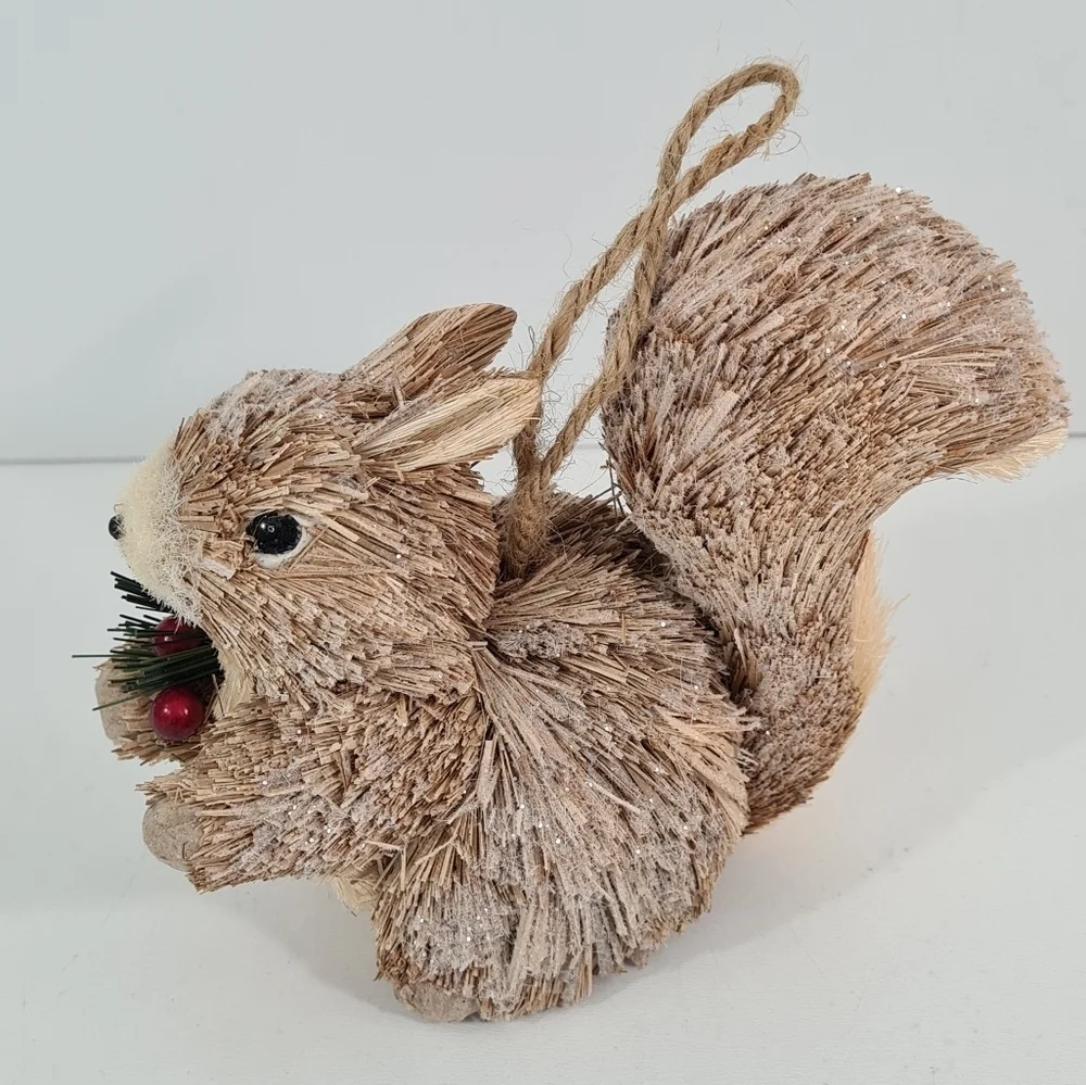 Squirrel Holiday Christmas Straw Ornament